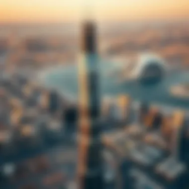 HSBC Tower in the Dubai Skyline Aerial view of Dubai highlighting the HSBC Tower