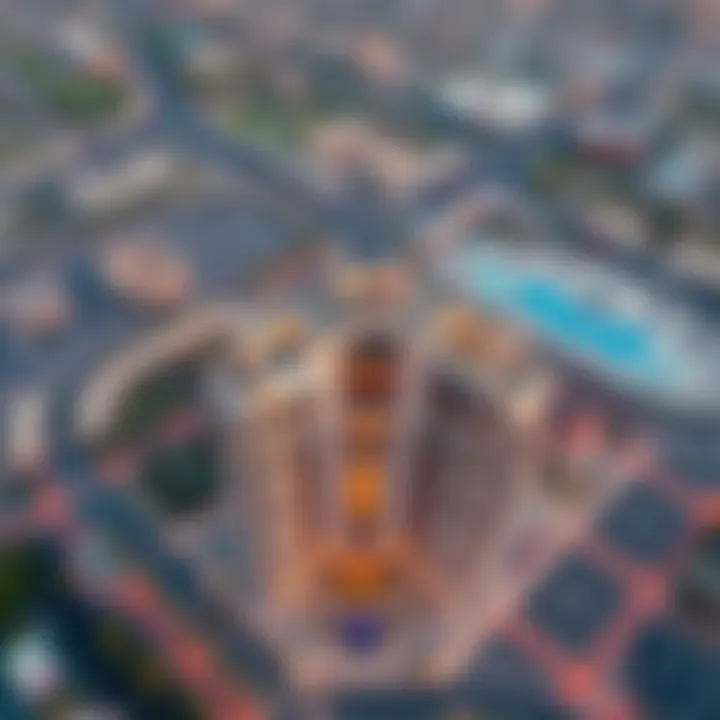 Aerial view of Al Fattan Plaza showcasing its architectural brilliance.