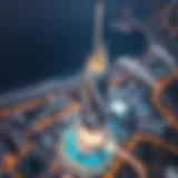 Aerial view of Al Saqran Tower showcasing its unique design and urban context