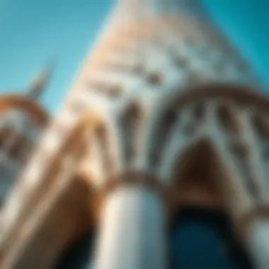 Close-up of Al Saqran Tower's architectural details and innovative materials