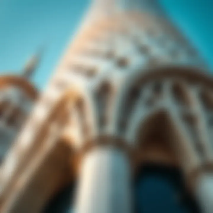 Close-up of Al Saqran Tower's architectural details and innovative materials