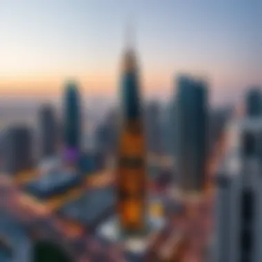 Al Saqran Tower integrated into the bustling urban landscape of Dubai