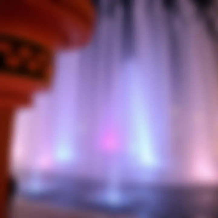 Close-up of the architectural details of the Dubai Fountain