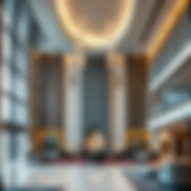 Interior design elements of Aspect Tower's lobby area