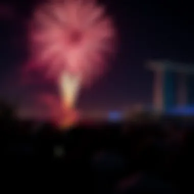 Crowd gathered on Blue Water Island enjoying the fireworks display