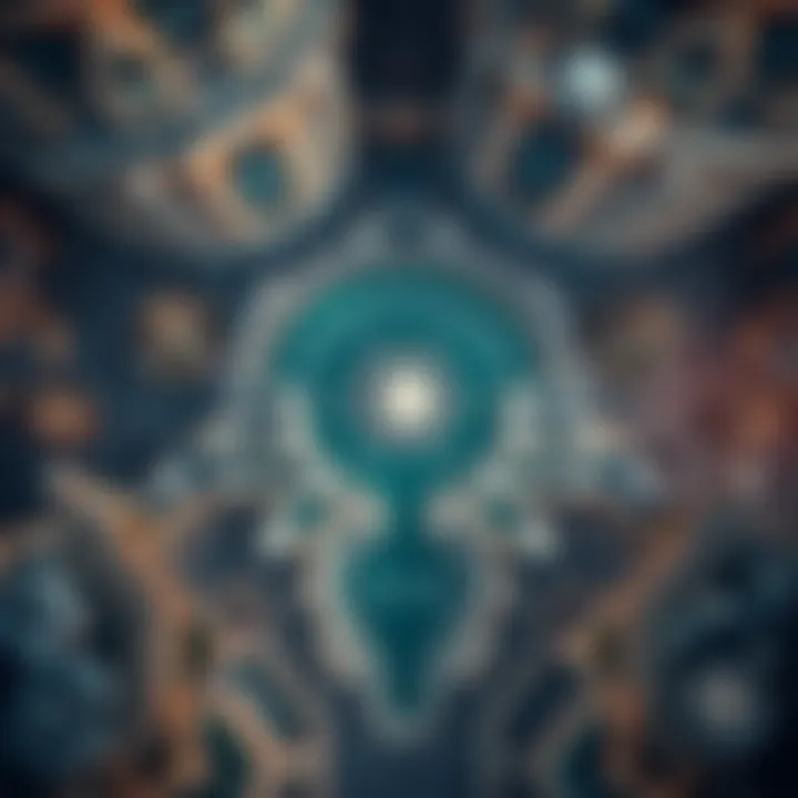 Aerial perspective showcasing the vast layout of the Burj Khalifa fontaines and surrounding area