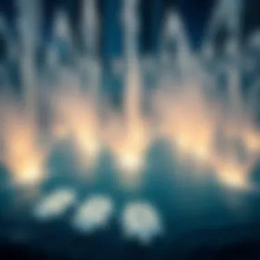 Close-up of the intricate water jets creating dynamic patterns at Burj Khalifa