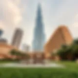 Ground View of Burj Khalifa Hotel Stunning view of the Burj Khalifa Hotel from the ground