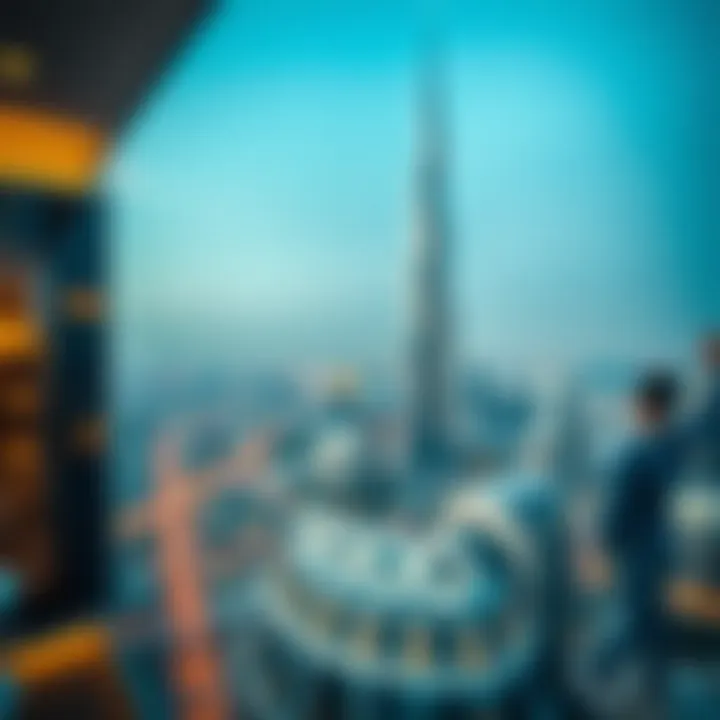 Panoramic view from the observation deck of Burj Khalifa Hotel
