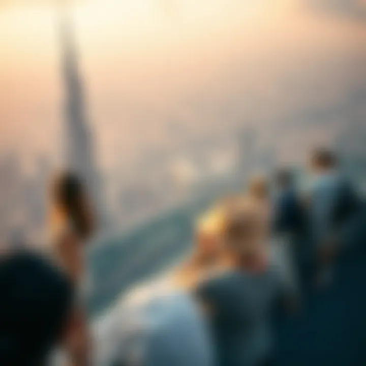 Tourists enjoying the view from the Burj Khalifa observation deck