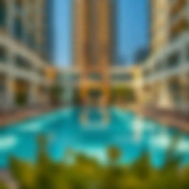 Luxurious swimming pool area highlighting premium amenities of the tower.