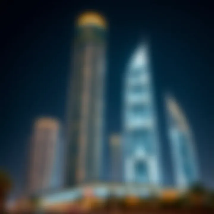 Nighttime Brilliance of Cayan Tower Cayan Tower illuminated at night, enhancing the skyline beauty