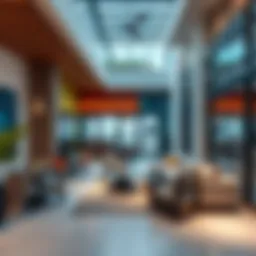 Modern co-living space in Dubai featuring communal areas