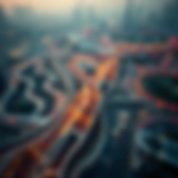 Aerial view of Dubai's road network and traffic dynamics