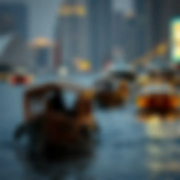 Water transport in Dubai with traditional abras and modern boats