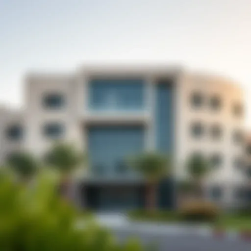 Exterior view of a modern school building in Al Barsha