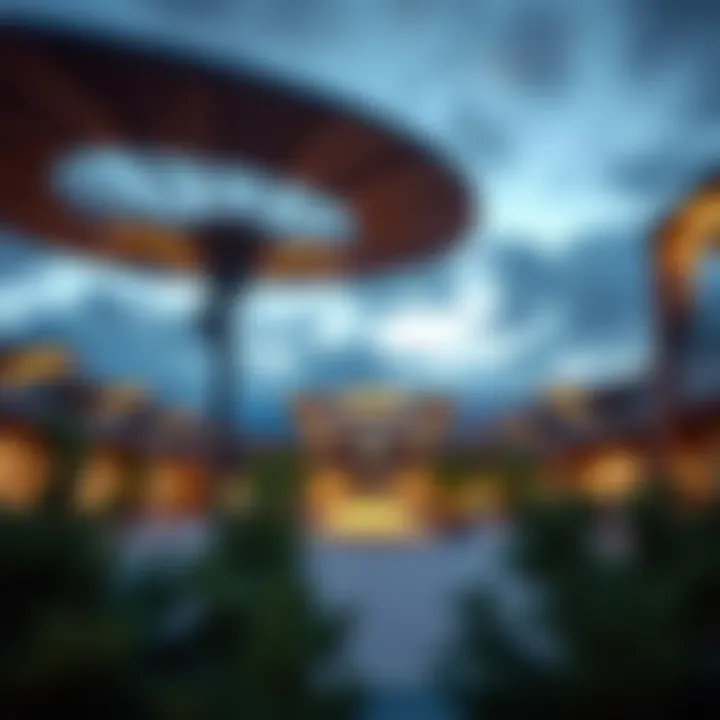 Innovative Architectural Considerations Architectural elements showcasing innovative town square designs.