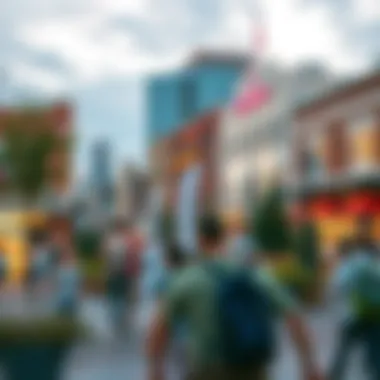 Community Engagement in Town Squares A vibrant town square featuring diverse community activities.