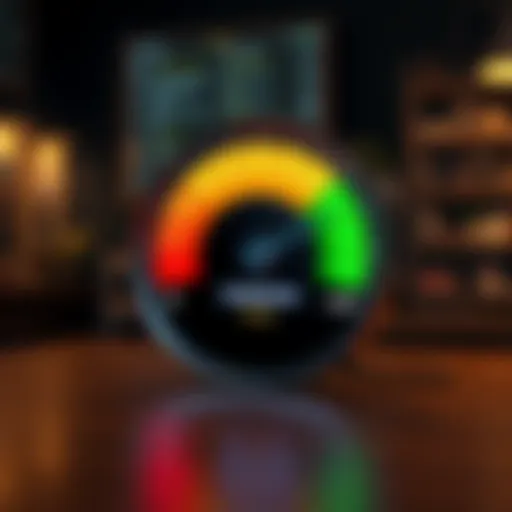 Visualizing Your Credit Score An abstract representation of a credit score gauge