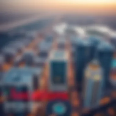 An aerial view of Dubai highlighting prime locations for studio apartments