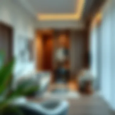 Interior decor of a stylish studio apartment with cozy furnishings