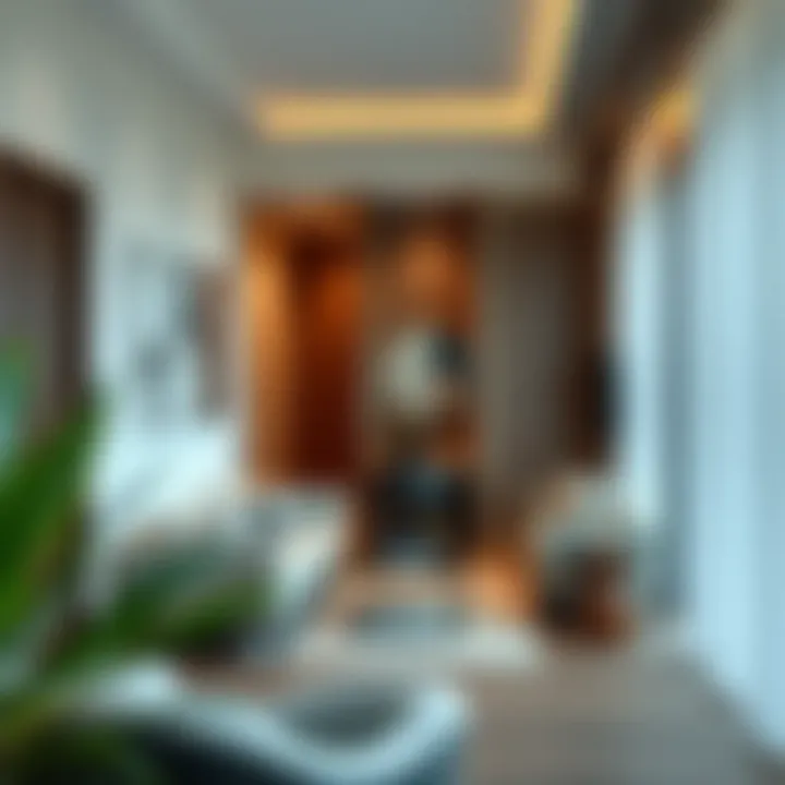 Interior decor of a stylish studio apartment with cozy furnishings