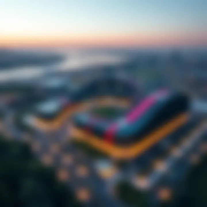 Aerial view of Danube Sports City showcasing its vibrant design