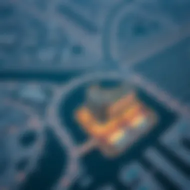 Aerial view demonstrating the strategic location of the Dar Al Aman Building within Dubai