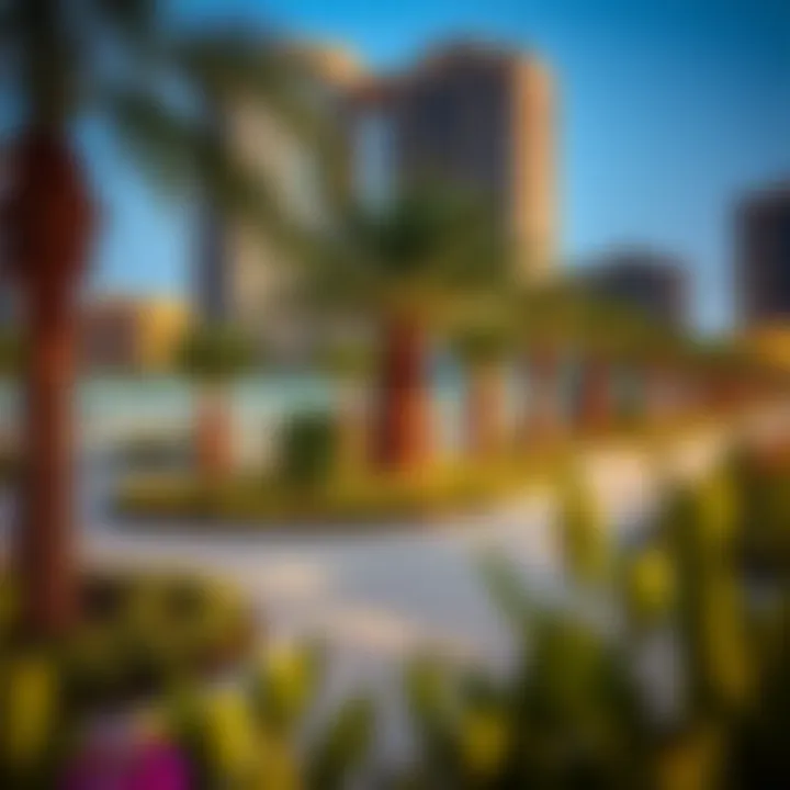 Community amenities on Deira Island including parks and recreational areas.