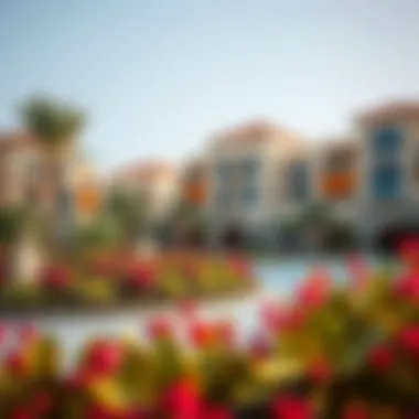 Luxury Waterfront Properties on Deira Island Luxury waterfront properties at Deira Island with vibrant landscaping.