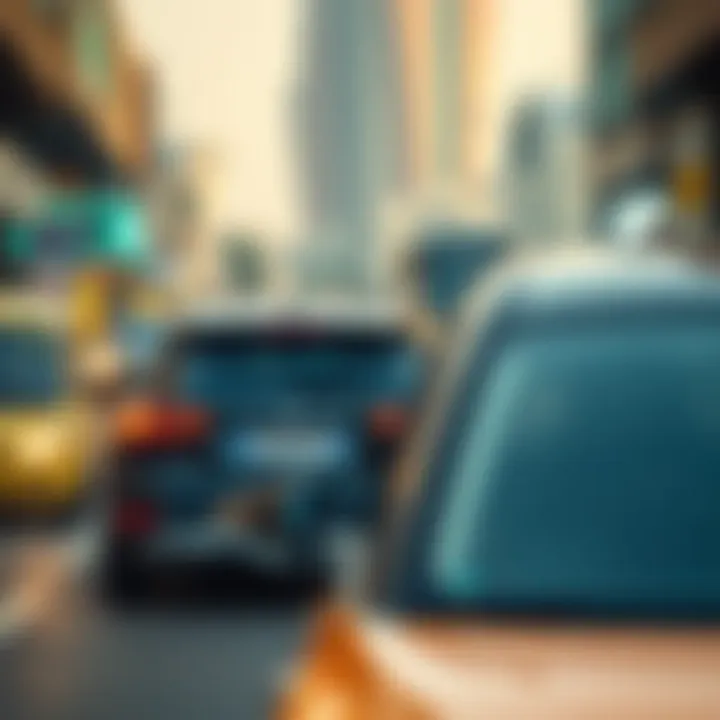 Car parked in busy Dubai street