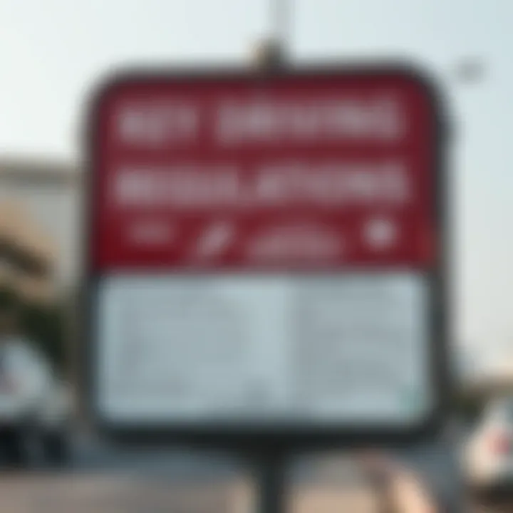 Dubai road sign with regulations