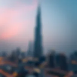 The Burj Khalifa soaring into the Dubai skyline