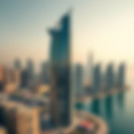 A stunning aerial view of Dubai Creek Tower showcasing its unique design against the skyline.