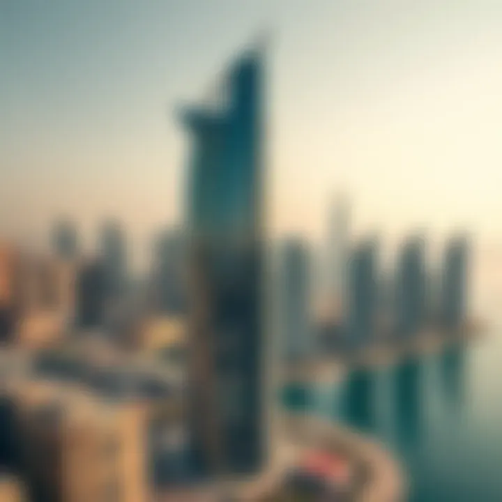 A stunning aerial view of Dubai Creek Tower showcasing its unique design against the skyline.