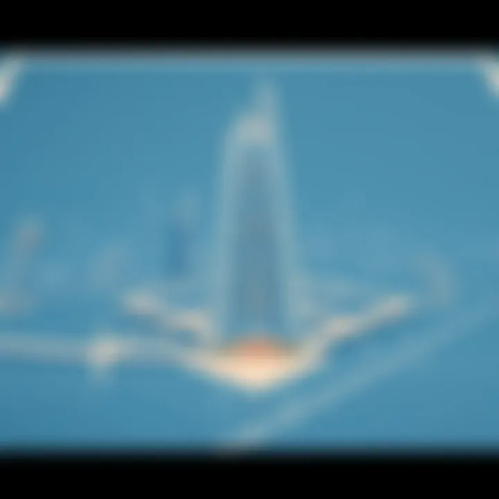 Architectural blueprint of Dubai Creek Tower highlighting its innovative structure and design elements.