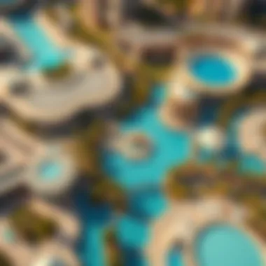 Aerial View of Dubai Hills Water Park Aerial view of Dubai Hills Water Park showcasing its unique layout