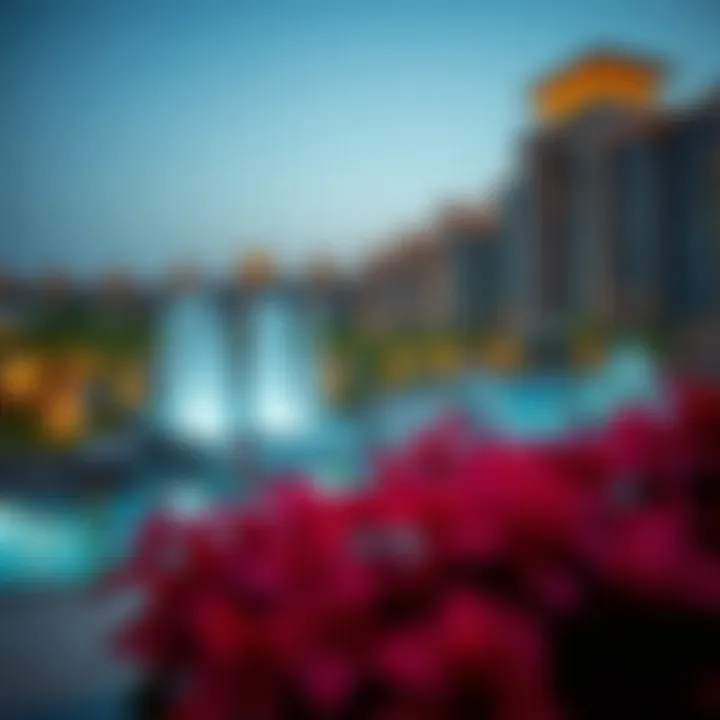 Evening Ambiance of Dubai Hills Water Park Evening ambiance of Dubai Hills Water Park with lights