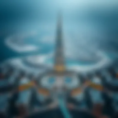 Aerial view of the Palm Tower and its surrounding community