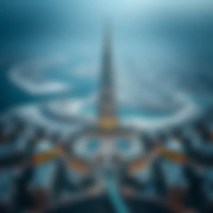 Aerial view of the Palm Tower and its surrounding community