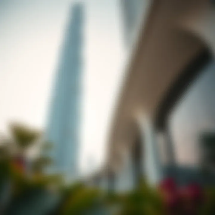 Architectural details showcasing the design elements of the Palm Tower