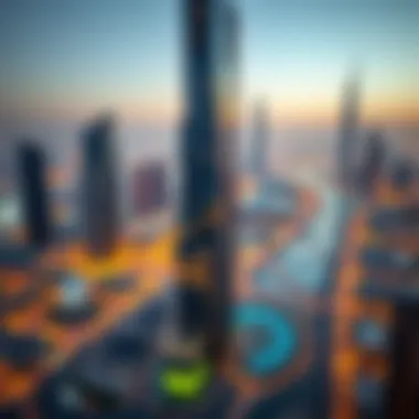 Location map highlighting Emaar Tower's strategic position in Dubai