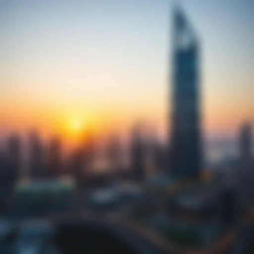 Emaar Tower Against Dubai Skyline Stunning view of Emaar Tower against the Dubai skyline