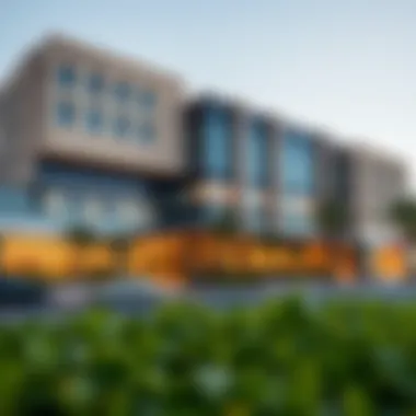 Exterior view of Emirates Hospital Jumeirah showcasing modern architecture