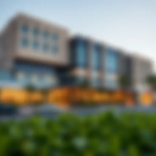 Exterior view of Emirates Hospital Jumeirah showcasing modern architecture
