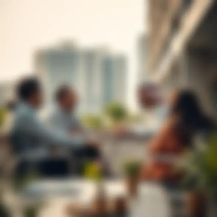 Visual representation of tenants and landlords discussing rent implications