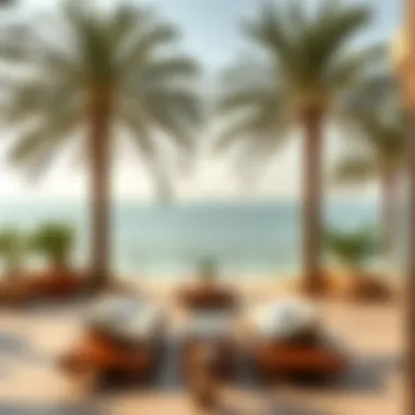 Serene beach view showcasing calm waters and palm trees