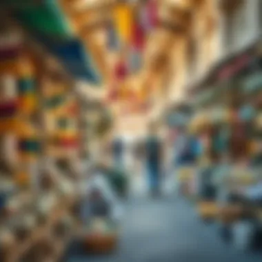 Local market bustling with vibrant colors and unique crafts