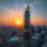 Panoramic view of Al Ameri Tower at sunset