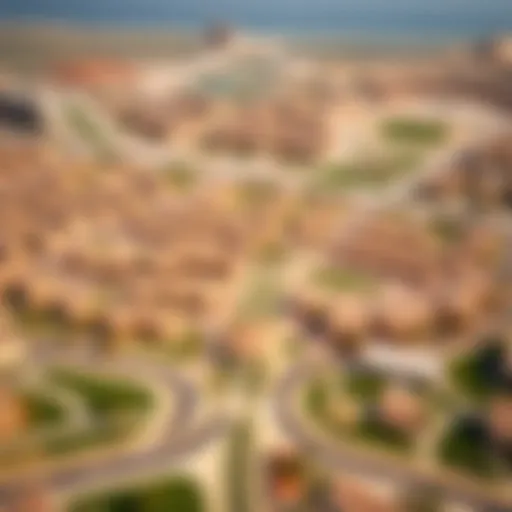 Aerial view showcasing the layout of Al Furjan community